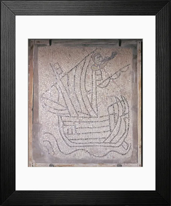 Framed Print : A mosaic showing a ship used in the 4th crusade, 13th century Framed Print : A mosaic showing a ship used in the 4th crusade, 13th century