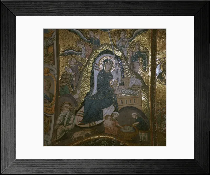 Framed Print : A mosaic of the nativity, 12th century Framed Print : A mosaic of the nativity, 12th century