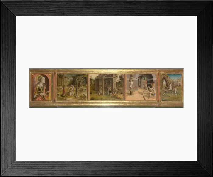 Framed Print : Predella of La Madonna della Rondine (The Madonna of the Swallow), after 1490. Artist: Crivelli, Carlo (c. 1435-c. 1495) Framed Print : Predella of La Madonna della Rondine (The Madonna of the Swallow), after 1490. Artist: Crivelli, Carlo (c. 1435-c. 1495)