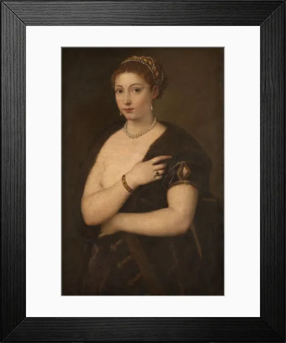 Framed Print : Girl in a Fur, c. 1535. Artist: Titian (1488-1576) Framed Print : Girl in a Fur, c. 1535. Artist: Titian (1488-1576)