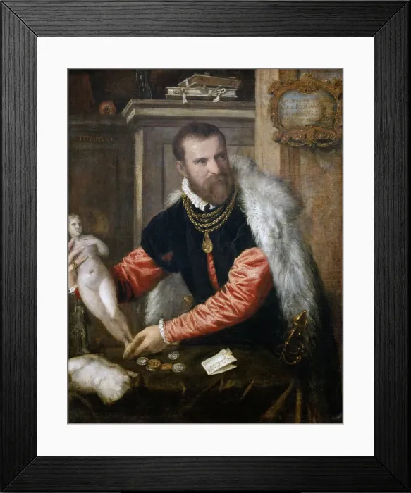 Framed Print : Portrait of Jacopo Strada (1507-1588), ca 1567. Artist: Titian (1488-1576) Framed Print : Portrait of Jacopo Strada (1507-1588), ca 1567. Artist: Titian (1488-1576)