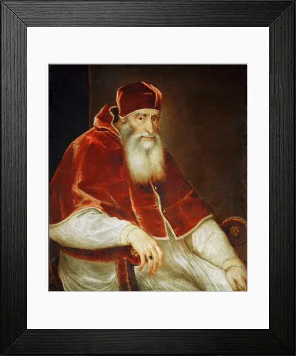 Framed Print : Portrait of Pope Paul III Farnese, 1543. Artist: Titian (1488-1576) Framed Print : Portrait of Pope Paul III Farnese, 1543. Artist: Titian (1488-1576)