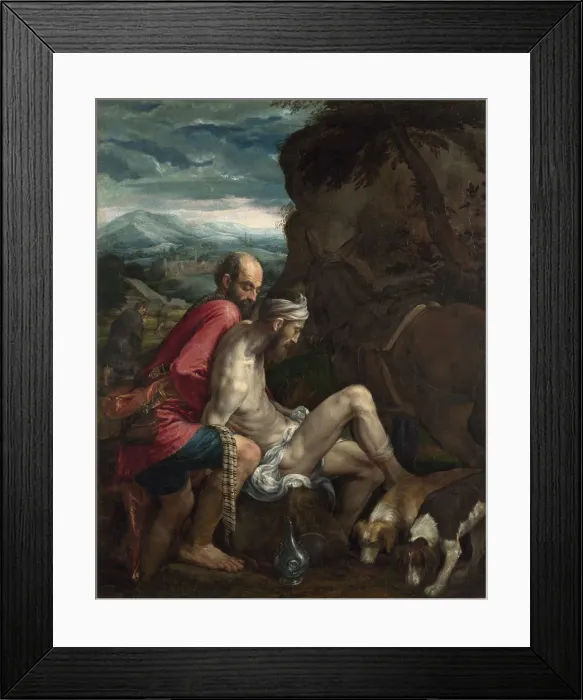 Framed Print : The Good Samaritan, ca 1562-1563. Artist: Bassano, Jacopo, il vecchio (ca. 1510-1592) Framed Print : The Good Samaritan, ca 1562-1563. Artist: Bassano, Jacopo, il vecchio (ca. 1510-1592)