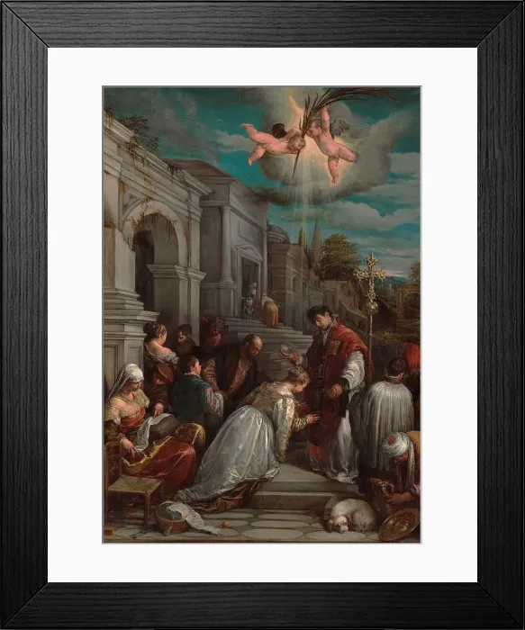 Framed Print : Saint Valentine baptizing Saint Lucilla, 1575. Artist: Bassano, Jacopo, il vecchio (ca. 1510-1592) Framed Print : Saint Valentine baptizing Saint Lucilla, 1575. Artist: Bassano, Jacopo, il vecchio (ca. 1510-1592)