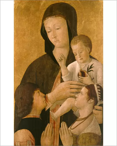 Madonna with child and two donors, 1460. Artist: Bellini, Gentile (ca. 1429-1507)