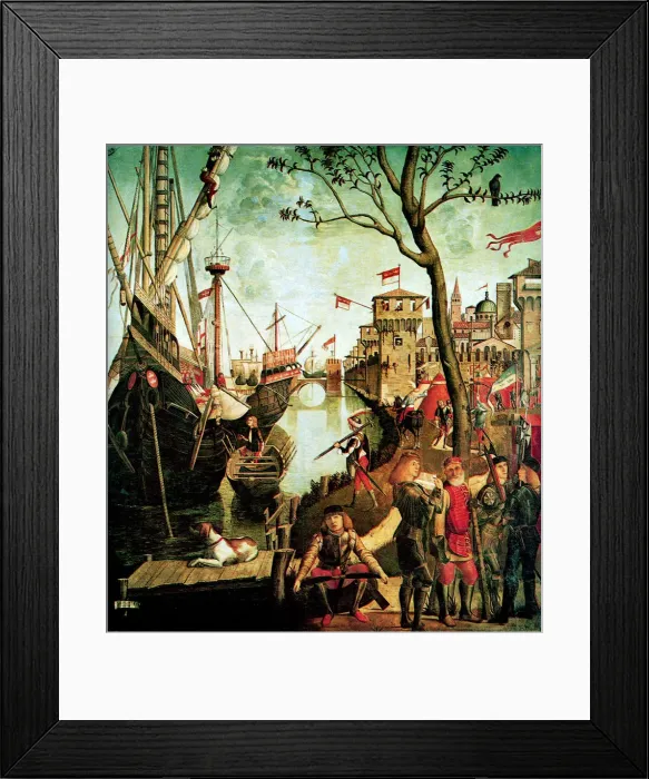 Framed Print : Arrival of Saint Ursula in Cologne During the Siege by the Huns (The Legend of Saint Ursula), 1490. Artist: Carpaccio, Vittore (1460-1526) Framed Print : Arrival of Saint Ursula in Cologne During the Siege by the Huns (The Legend of Saint Ursula), 1490. Artist: Carpaccio, Vittore (1460-1526)