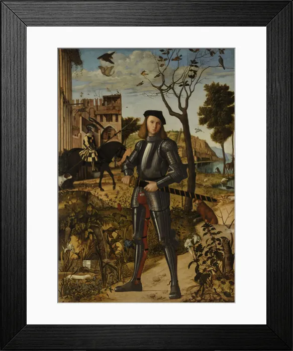 Framed Print : Young Knight in a Landscape, 1510. Artist: Carpaccio, Vittore (1460-1526) Framed Print : Young Knight in a Landscape, 1510. Artist: Carpaccio, Vittore (1460-1526)