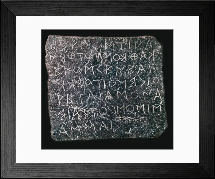 Framed Print : Lead plaque asking questions of an oracle at Dodona Framed Print : Lead plaque asking questions of an oracle at Dodona