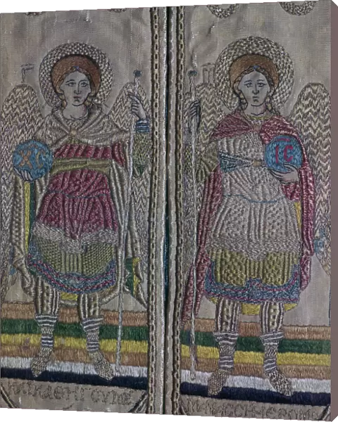 Detail from embroidered vestments of angels, 17th century