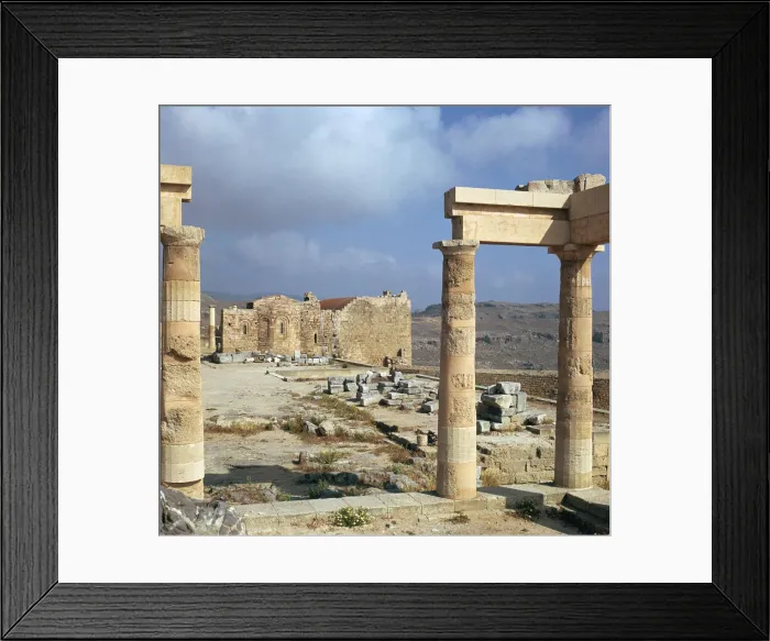 Framed Print : Lindos acropolis on the isle of Rhodes, 4th century BC Framed Print : Lindos acropolis on the isle of Rhodes, 4th century BC
