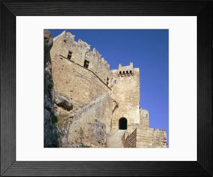 Framed Print : A fortress on Lindos Acropolis, 14th century Framed Print : A fortress on Lindos Acropolis, 14th century