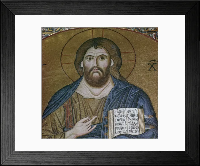 Framed Print : A Byzantine mosaic of Christ Pantocrator, 11th century Framed Print : A Byzantine mosaic of Christ Pantocrator, 11th century