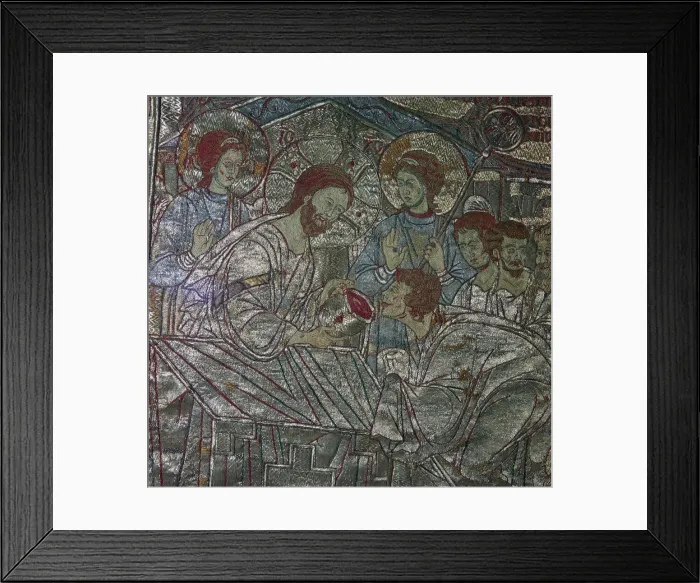 Framed Print : Detail of embroidered vestments depicting the Last Supper, 14th century Framed Print : Detail of embroidered vestments depicting the Last Supper, 14th century