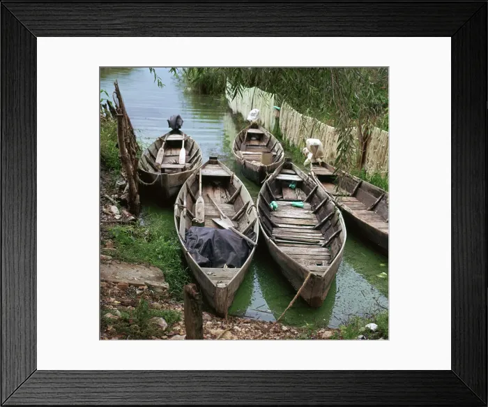 Framed Print : Local boats at an island on Lake Ioanina Framed Print : Local boats at an island on Lake Ioanina