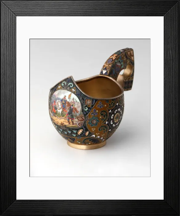 Framed Print : Kovsh (drinking vessel or ladle), Between 1908 and 1917. Artist: Ruckert, Fyodor, (Faberge manufacture) (active 1890-1917) Framed Print : Kovsh (drinking vessel or ladle), Between 1908 and 1917. Artist: Ruckert, Fyodor, (Faberge manufacture) (active 1890-1917)