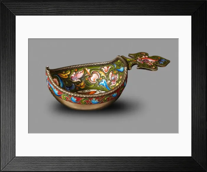 Framed Print : Kovsh (drinking vessel or ladle), Between 1899 and 1908. Artist: Ruckert, Fyodor, (Faberge manufacture) (active 1890-1917) Framed Print : Kovsh (drinking vessel or ladle), Between 1899 and 1908. Artist: Ruckert, Fyodor, (Faberge manufacture) (active 1890-1917)