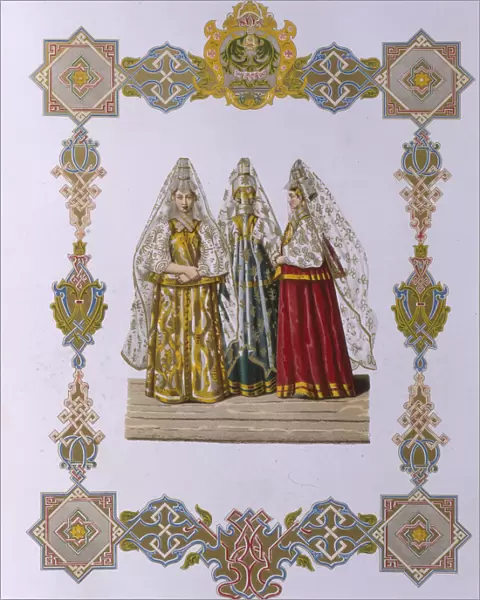 Summer Costumes of Women from Torzhok (From the series Clothing of the Russian state), 1851. Artist: Solntsev, Fyodor Grigoryevich (1801-1892)