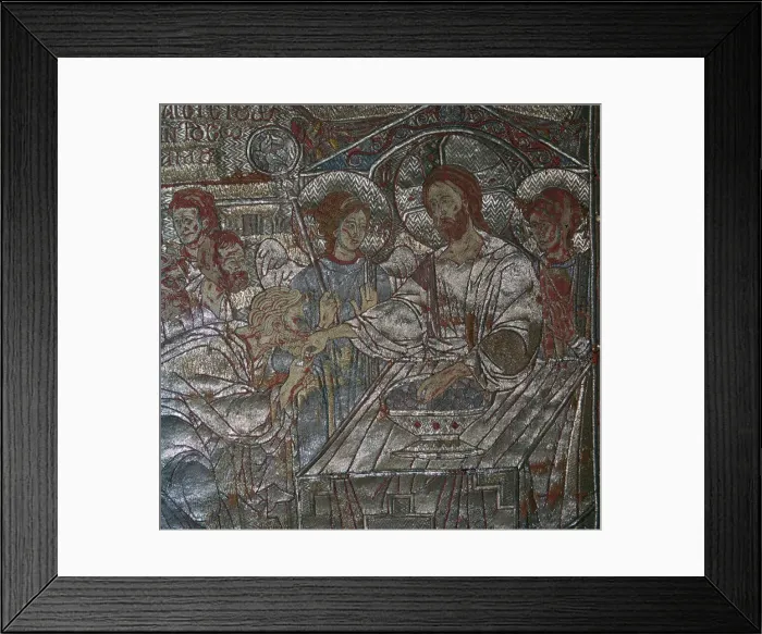 Framed Print : Detail of the Last Supper on embroidered vestments, 14th century Framed Print : Detail of the Last Supper on embroidered vestments, 14th century