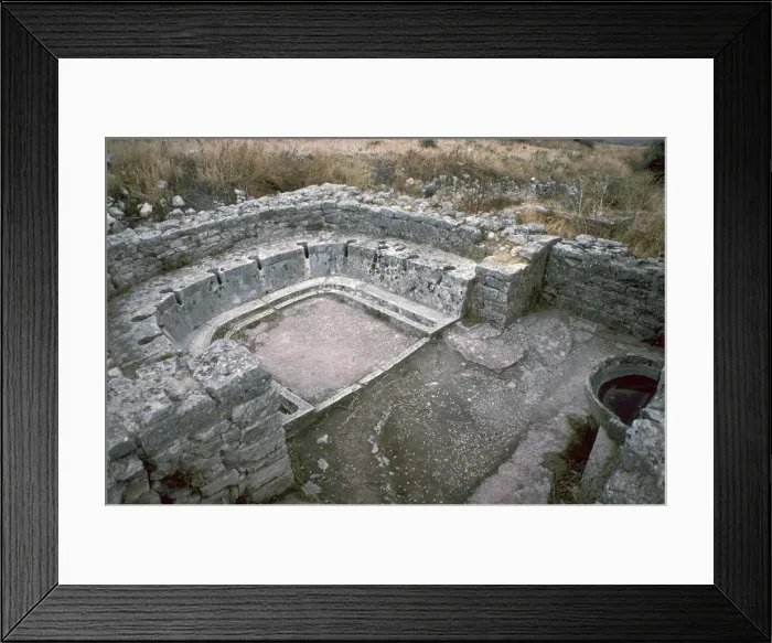 Framed Print : Public latrines and wash basin in Dougga, 2nd century BC Framed Print : Public latrines and wash basin in Dougga, 2nd century BC