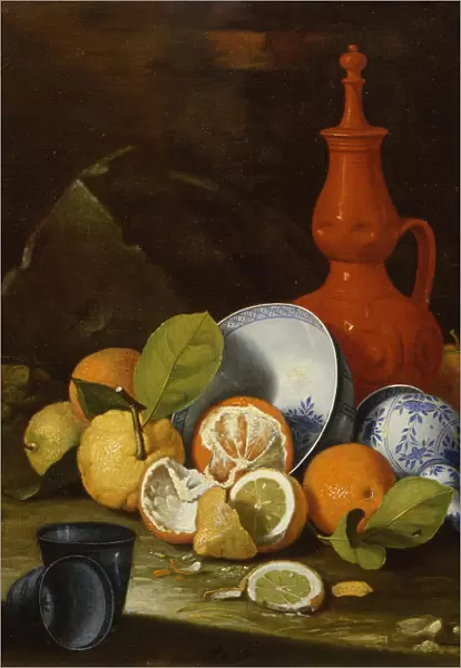 Bucchero, porcelain, oranges and lemons, 1706. Artist: Monari (Munari), Cristoforo (1667-1720)