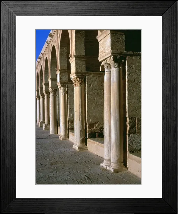 Framed Print : Arcade in the courtyard of the Great Mosque of Kairoun, 7th century Framed Print : Arcade in the courtyard of the Great Mosque of Kairoun, 7th century