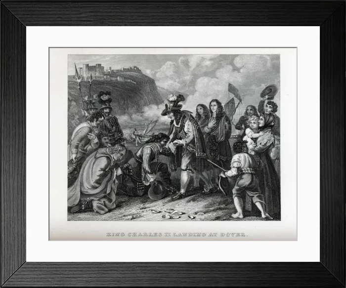 Framed Print : King Charles II landing at Dover, 1882. Artist: Anonymous Framed Print : King Charles II landing at Dover, 1882. Artist: Anonymous