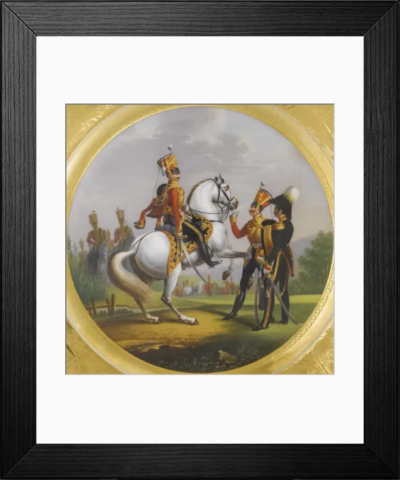 Framed Print : Chief Officer and Under Officer of the Life-Guards Hussar Regiment, 1829. Artist: Belousov, Lev Alexandrovich (1806-1864) Framed Print : Chief Officer and Under Officer of the Life-Guards Hussar Regiment, 1829. Artist: Belousov, Lev Alexandrovich (1806-1864)