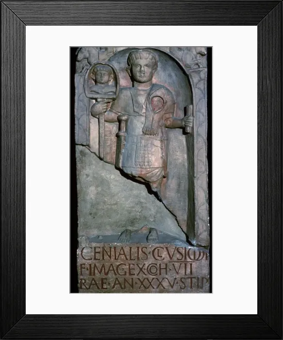 Framed Print : Roman tombstone of a standard bearer Framed Print : Roman tombstone of a standard bearer