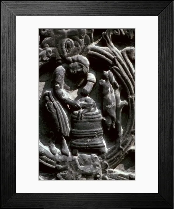 Framed Print : Detail of the west doorway of the Abbey-Church of St Foy, 8th century Framed Print : Detail of the west doorway of the Abbey-Church of St Foy, 8th century