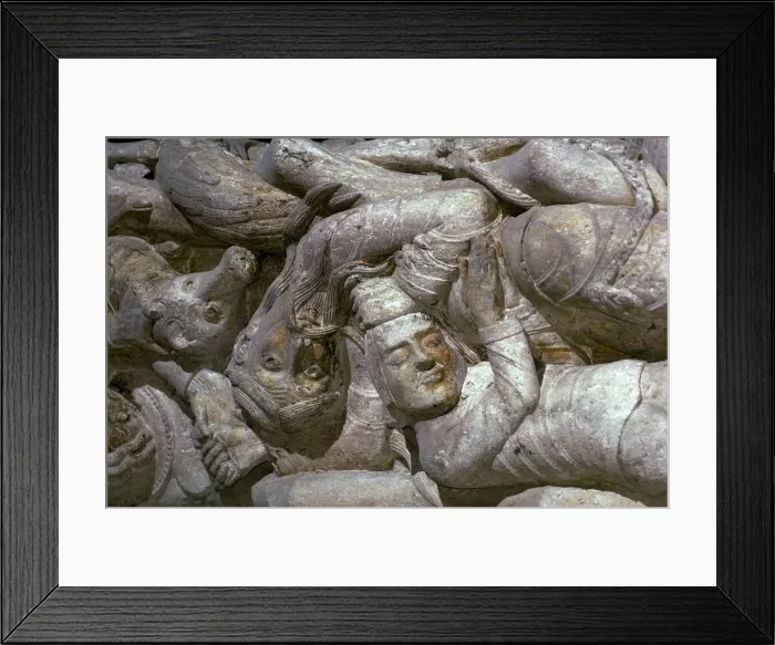 Framed Print : Detail from a carving on Souillac Abbey, 12th century Framed Print : Detail from a carving on Souillac Abbey, 12th century