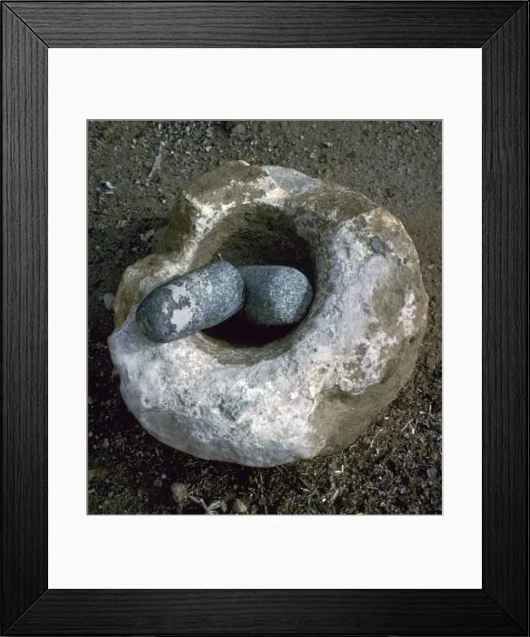 Framed Print : Quern for grinding corn, Neolithic