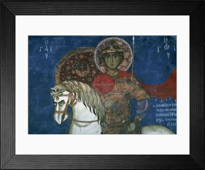 Framed Print : Wall painting of St George, 14th century Framed Print : Wall painting of St George, 14th century