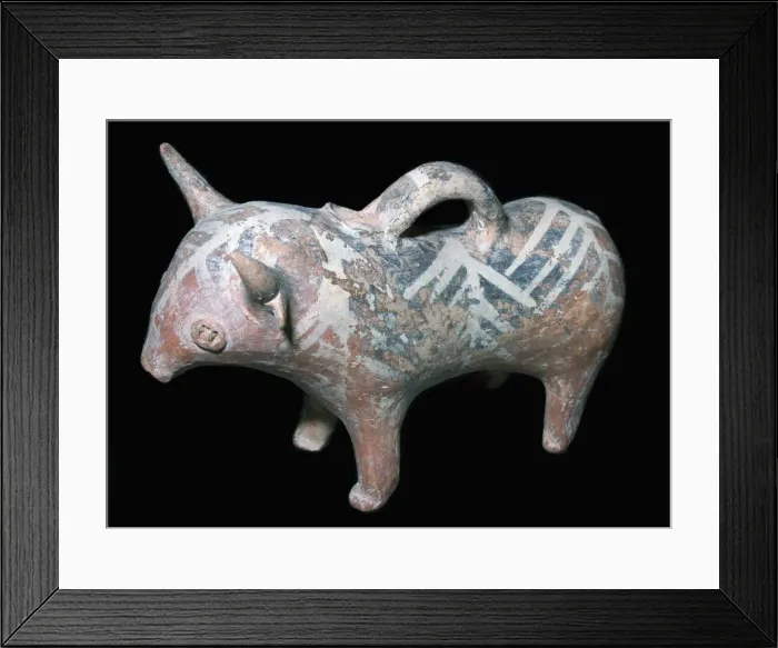 Framed Print : Bull-shaped vessel, 15th century BC Framed Print : Bull-shaped vessel, 15th century BC