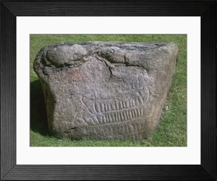 Framed Print : Decorated stone, Bronze age Framed Print : Decorated stone, Bronze age