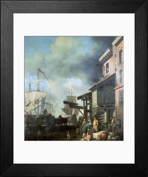 Framed Print : Painting of Old Custom House Quay, 18th century. Artist: Samuel Scott Framed Print : Painting of Old Custom House Quay, 18th century. Artist: Samuel Scott