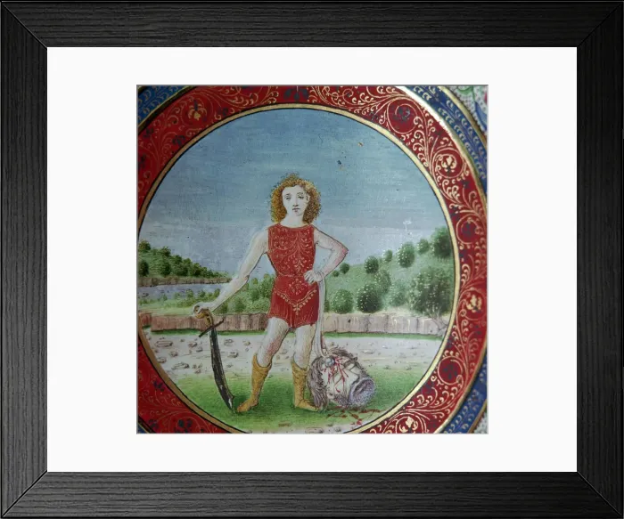 Framed Print : Dish showing David with Goliaths Head Framed Print : Dish showing David with Goliaths Head