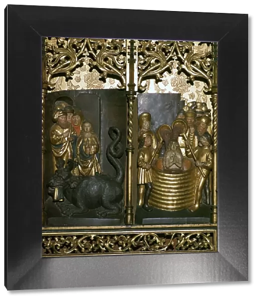 Scenes from a carved wooden altarpiece, 16th century