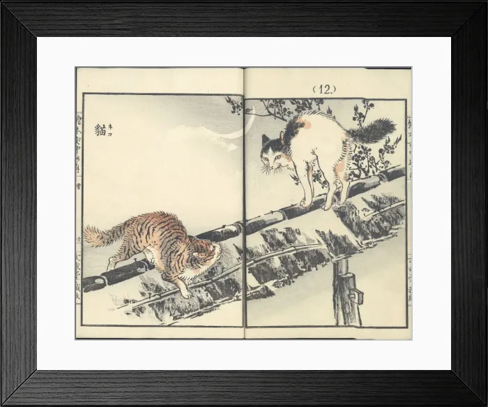 Framed Print : Cats. From the series Inakanotsuki, 1889 Framed Print : Cats. From the series Inakanotsuki, 1889