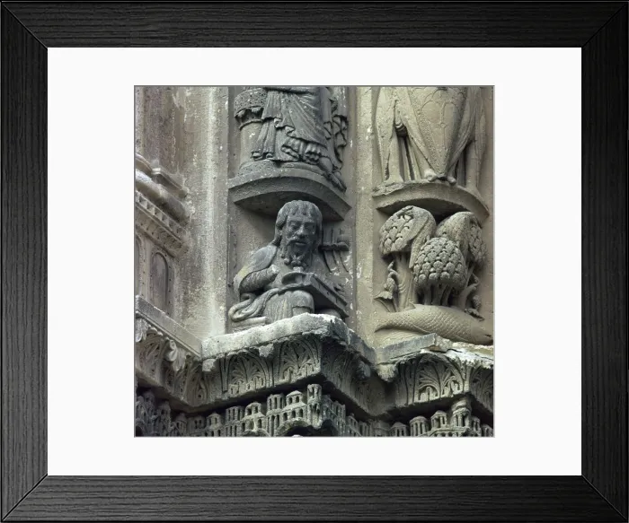 Framed Print : Front west detail of Chartres Cathedral, 12th century