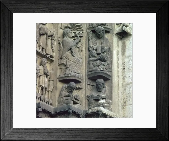 Framed Print : Detail of the doorway on the west front of Chartres Cathedral, 12th century Framed Print : Detail of the doorway on the west front of Chartres Cathedral, 12th century