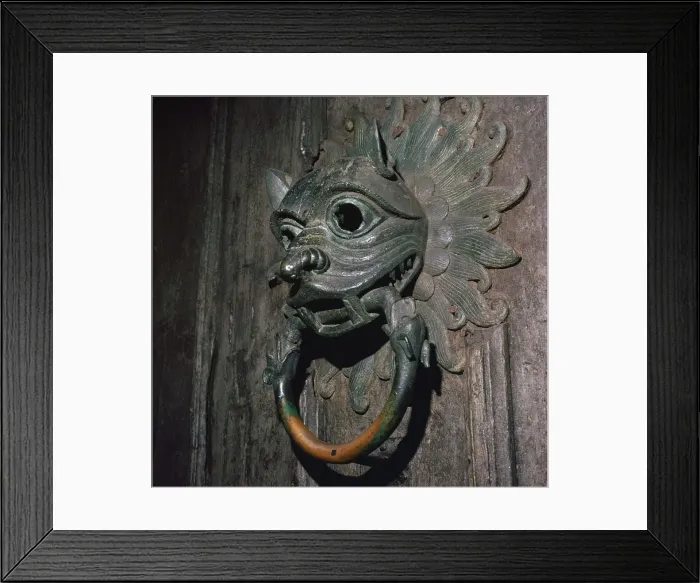 Framed Print : Sanctuary Knocker from Durham Cathedral, 12th century Framed Print : Sanctuary Knocker from Durham Cathedral, 12th century
