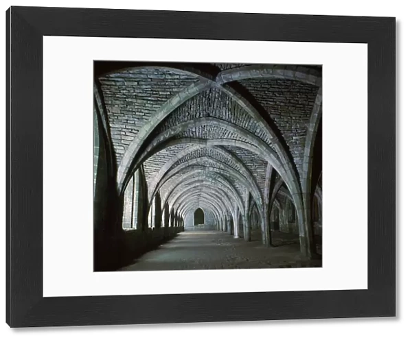 The vaults in the cellarium of Fountains Abbey, 12th century