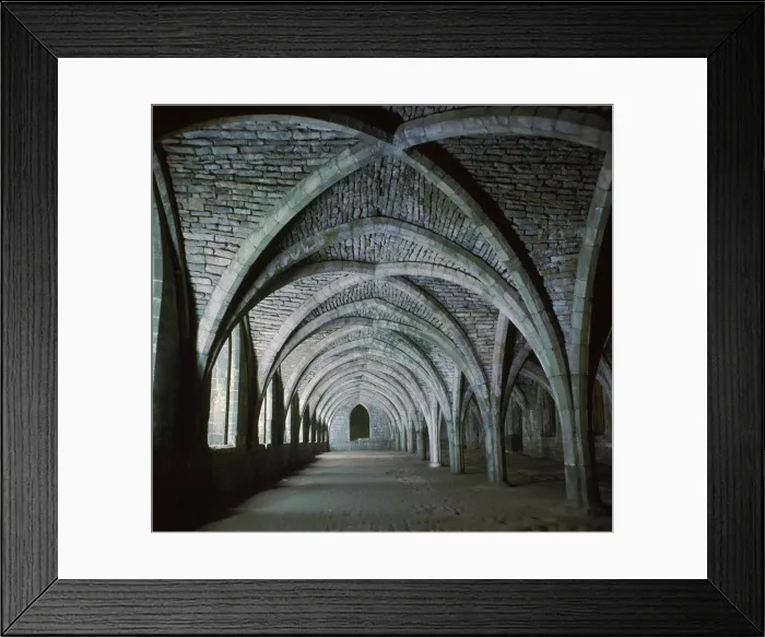 Framed Print : The vaults in the cellarium of Fountains Abbey, 12th century Framed Print : The vaults in the cellarium of Fountains Abbey, 12th century
