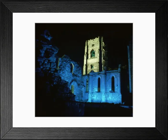 Framed Print : Fountains Abbey, illuminated, 12th century Framed Print : Fountains Abbey, illuminated, 12th century