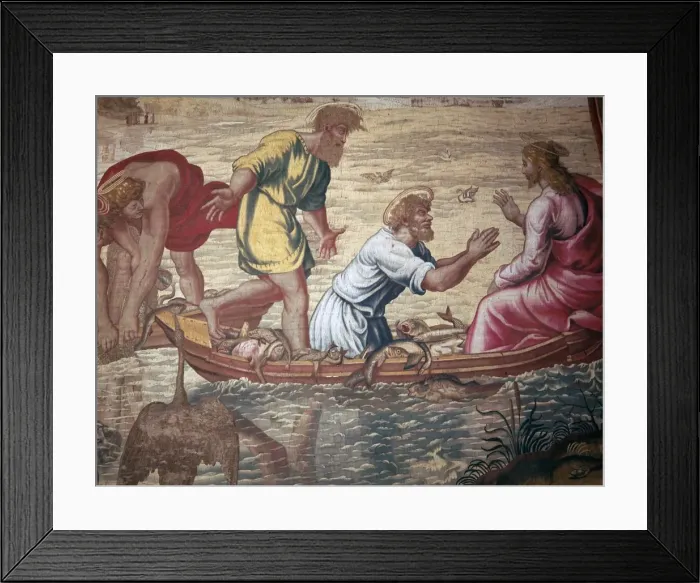 Framed Print : Cartoon of the miraculous draft of fishes, 15th century. Artist: Raphael Framed Print : Cartoon of the miraculous draft of fishes, 15th century. Artist: Raphael