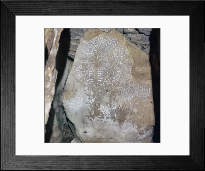Framed Print : Decorated Celtic slab, 32nd century BC Framed Print : Decorated Celtic slab, 32nd century BC