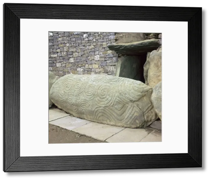 Framed Print : Kerbstone at the entrance to a passage grave, 26th century BC Framed Print : Kerbstone at the entrance to a passage grave, 26th century BC