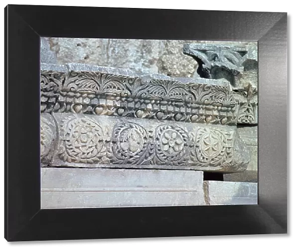 Stonework decoration in the Temple in Capernaum, 1st century