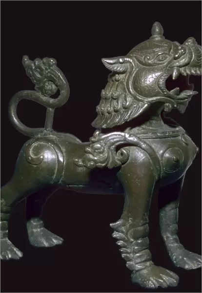 Bronze lion figure from Nepal