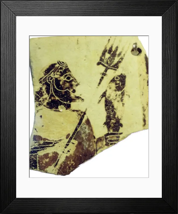 Framed Print : A Greek pottery fragment with the image of Poseidon Framed Print : A Greek pottery fragment with the image of Poseidon
